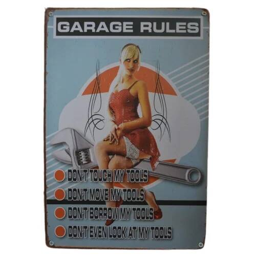 Μεταλλική Ταμπέλα Vintage Garage Rules 30051629