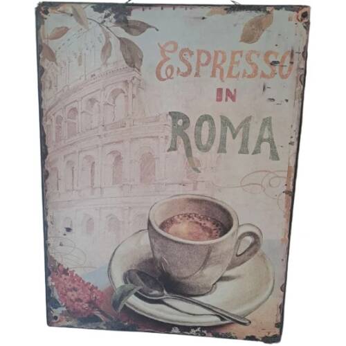 Μεταλλική Ταμπέλα Vintage Espresso in Roma 121217